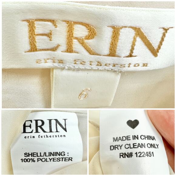 Erin Fetherston Sz 6 Cream Floral Jacquard Dress Mini Fit & Flare Sleeveless - Picture 8 of 8